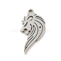 201 Stainless Steel Pendants, Laser Cut, Lion, Stainless Steel Color, 16.5x8x1mm, Hole: 1.2mm, 5pcs/bag(FIND-Z009-08P)