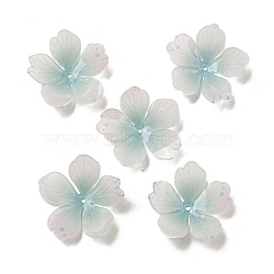 Heat Shrink Sheet Bead Caps, 5-Petal Flower, Pale Turquoise, 26x28x1mm, Hole: 1.6mm(SACR-M007-05A)