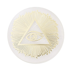 Flat Round Natural Selenite Slice Coasters, Reiki Stone for Chakra Balance, Crystal Healing , Eye, 59.5~64x6.5~8mm(DJEW-C015-02E)