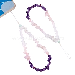 Natural Gemstone Chips Cell Phone Lanyard Wrist Strap, with Braided Nylon Thread, 20cm(HJEW-SW00018-05)