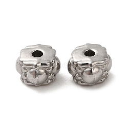 Tarnish Resistant 304 Stainless Steel Beads, Cube with Heart, Stainless Steel Color, 6x4.5mm, Hole: 1.6mm(STAS-I203-34P)