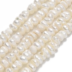 Natural Cultured Freshwater Pearl Beads Strands, Keshi Pearl Beads, Nuggets, Linen, 4~5.5x3.5~4x3~3.5mm, Hole: 0.6mm, about 129~130pcs/strand, 13.78''(35cm)(PEAR-A005-26)