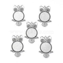 Tibetan Style Alloy Pendant Rhinestone Cabochon Settings, Owl, Cadmium Free & Nickel Free & Lead Free, Antique Silver, Tray: 25mm, 54x35x2.5mm, Hole: 3mm, Fit for 3.5mm rhinestone(X-TIBEP-4494-AS-FF)