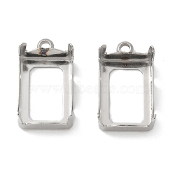 304 Stainless Steel Pendant Cabochos, Rectangle, Tray: 12.5x8.5mm, 16.5x9.5x7mm, Hole: 1.6mm(STAS-C117-04B-P)