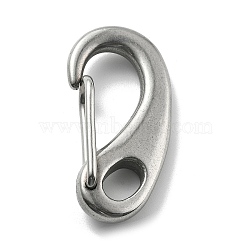 304 Stainless Steel Push Gate Snap Keychain Clasp Findings, Stainless Steel Color, 48.5x24x3mm, Hole: 7x10.5mm(STAS-B082-04A-P)