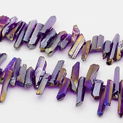 Electroplated Natural Quartz Crystal Beads Strands, Nuggets, Medium Orchid, 13~38x6~14x6~10mm, Hole: 1mm, 15.7 inch(X-G-F206-03)