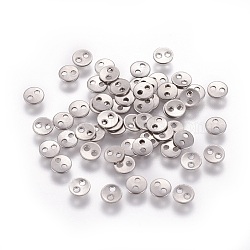 316 Surgical Stainless Steel Buttons, 2-Hole, Flat Round, Stainless Steel Color, 4x0.4mm, Hole: 0.8mm(STAS-I118-14P)