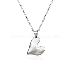 304 Stainless Steel Pendant Necklaces, Heart, Stainless Steel Color, 17.64 inch(44.8cm)(NJEW-G120-02P)