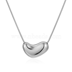 304 Stainless Steel Pendant Necklaces, Heart, Stainless Steel Color, 18.39 inch(46.7cm)(NJEW-G120-03P)