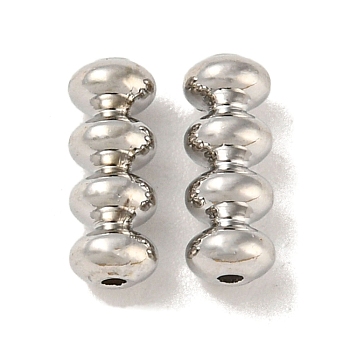 Brass Beads, 4-Rondelle Beads, Platinum, 8mm, Hole: 0.6mm