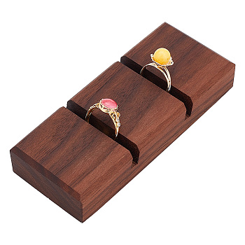 2-Slot Walnut Wood Ring Displays, Finger Ring Organizer Holder, Rectangle, Coconut Brown, 12x5x2cm, Slot: 5mm