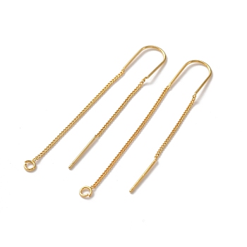 Alloy Stud Earring Findings, Ear Threads, with 925 Sterling Silver Pins & Horizontal Loops, Golden, 50mm, Hole: 1.8mm, Pin: 0.7mm