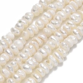 Natural Cultured Freshwater Pearl Beads Strands, Keshi Pearl Beads, Nuggets, Linen, 4~5.5x3.5~4x3~3.5mm, Hole: 0.6mm, about 129~130pcs/strand, 13.78''(35cm)