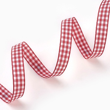 Double Face Gingham Ribbon Satin Ribbon, Polyester Ribbon, Red, about 3/8 inch(10mm) wide, 50yards/roll(45.72m/roll)