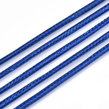 Waxed Polyester Cords, for Jewelry Making, Blue, 1.5mm, about 10m/roll