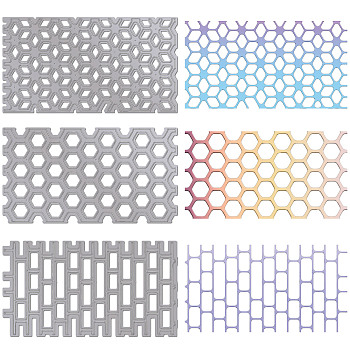 Rhombus Rectangle Hexagon Carbon Steel Cutting Dies Stencils, for DIY Scrapbooking, Photo Album, Decorative Embossing Paper Card, Stainless Steel Color, 130x70x0.8mm, 3pcs/set