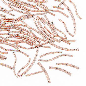 100Pcs 10 Style Brass Curved Tube Beads, Rose Gold, 10~30x1.5~2mm, Hole: 0.7~1.2mm, 10pcs/style