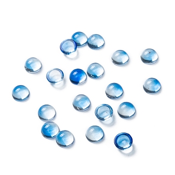 Transparent Glass Cabochons, Half Round, Dodger Blue, 6x3mm
