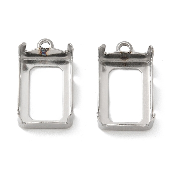 304 Stainless Steel Pendant Cabochos, Rectangle, Tray: 12.5x8.5mm, 16.5x9.5x7mm, Hole: 1.6mm