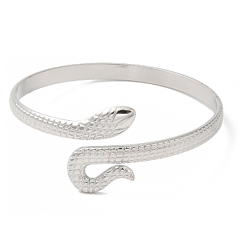 304 Stainless Steel Snake Open Cuff Bangles, Jewelry for Women, Stainless Steel Color, Inner Diameter: 2 inch(5.1cm)