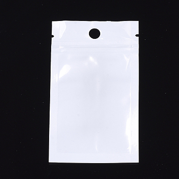 Pearl Film Plastic Zip Lock Bags, Resealable Packaging Bags, with Hang Hole, Top Seal, Rectangle, White, 10x6cm, inner measure: 7x5cm