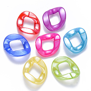 Imitation Jelly Acrylic Linking Rings, Quick Link Connectors, for Curb Chains Making, Twist, Mixed Color, 40x33.5x10mm, Inner Diameter: 22.5x18mm