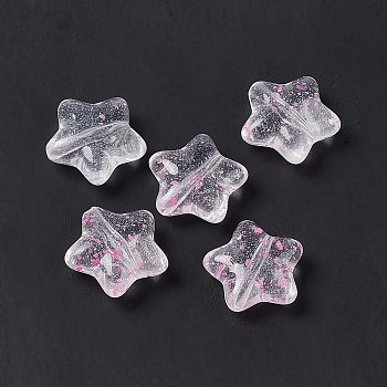 Transparent Acrylic Beads, with Dried Flower Petal, Star, Hot Pink, 19x20x8mm, Hole: 1.8mm