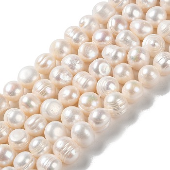 Natural Cultured Freshwater Pearl Beads Strands, Potato, Grade AB, PapayaWhip, 9~11x9~10mm, Hole: 0.6mm, about 38pcs/strand, 13.98''(35.5cm)