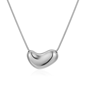 304 Stainless Steel Pendant Necklaces, Heart, Stainless Steel Color, 18.39 inch(46.7cm)
