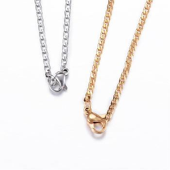 304 Stainless Steel Curb Chain Necklaces, with Lobster Claw Clasps, Mixed Color, 19.7 inch(50cm), 2mm