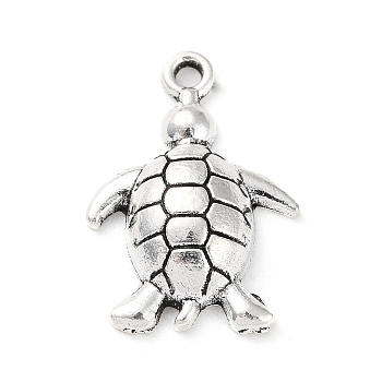 Tibetan Style Alloy Pendants, Sea Turtle Charm, Antique Silver, 18.5x13x4mm, Hole: 1.5mm, about 595pcs/500g