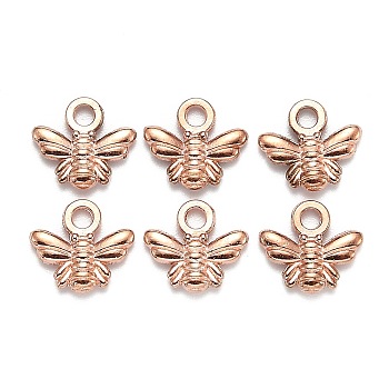 Tibetan Style Alloy Charms, Lead Free, Bee Shape, Rose Gold, 10x11x2mm, Hole: 2mm