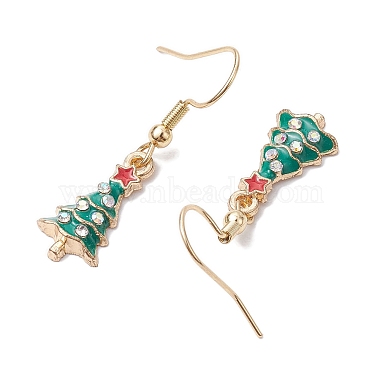 Boucles d'oreilles pendantes en strass en alliage d'arbre de noël(EJEW-JE05828-01)-4