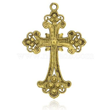 Antique Golden Plated Latin Cross Alloy Rhinestone Big Pendants(RB-J141-26AG)-2
