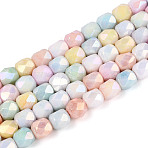 Anti-Tarnish Electroplate Glass Beads Strands, Barrel, Imitation Gemstone, Faceted(18 Faceted), Colorful, 5.5~6x5.5~6x5.5~6mm, Hole: 1mm, about 65~66pcs/strand, 14.76~15.16 inch(37.5~38.5cm)(X-GLAA-N057-6mm-08)