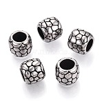 304 Stainless Steel Large Hole Beads, Rondelle, Antique Silver, 11x12~12.5mm, Hole: 7mm(STAS-T072-108AS)