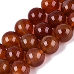 Natural Red Agate Beads Strands, Smooth Round, Dyed & Heated, 15.5~16mm, Hole: 0.8~1mm, about 25pcs/strand, 15.16~15.55 inch(38.5~39.5cm)(G-Q606-16MM-01)