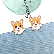 Alloy Enamel Puppy Pendants, Cute Dog Charms, Orange, 23x20mm(PW-WG22495-08)