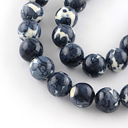 Dyed Natural Ocean White Jade Round Bead Strands, Prussian Blue, 6mm, Hole: 1mm, about 62pcs/strand, 15.7 inch(G-R295-6mm-01)