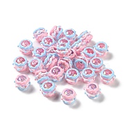 Opaque Acrylic Beads, with Enamel, Pink, 14~15x18~20x18~20mm, Hole: 2~3mm(ACRC-H001-01A)