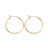 Ion Plating(IP) Brass Huggie Hoop Earrings for Women, Real 18K Gold Plated, 15 Gauge, 25x25x1.5mm, Pin: 0.8mm(EJEW-A083-01G)