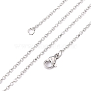 304 Stainless Steel Cable Chain Necklaces, with Lobster Claw Clasps, Stainless Steel Color, 17.7 inch(45cm), 1.5mm(STAS-O053-11P)