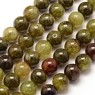 Natural Green Garnet Beads Strands, Andradite Beads, Round, 8mm, Hole: 1mm, about 48pcs/strand, 15.3 inch(39cm)(G-G661-8mm)
