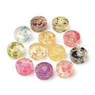 Resin Beads, Imitation Amber , Flat Round, Mixed Color, 11x5mm, Hole: 1.2~1.8mm(RESI-S354-01)