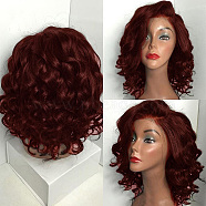 Women's Fashion Wigs, Short Wave Curly Wigs, Heat Resistant High Temperature Fiber, FireBrick, 18.1 inch(46cm)(OHAR-L010-020B)