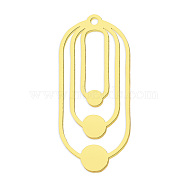304 Stainless Steel Pendants, Laser Cut, Vacuum Plating, Oval, Golden, 31x14x1mm, Hole: 1.4mm(A-STAS-S105-LA777-2)