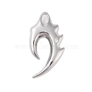 Alloy Rhinestone Pendants, Spike Flame, Platinum, 43x22x6mm, Hole: 6x4mm(FIND-Z053-01P)