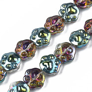 Electroplate Half Translucent Glass Beads Strands, AB Color Plated, Devil's-Claw, Colorful, 13.5x15x8.5mm, Hole: 0.9mm, about 45pcs/strand, 24.21 inch(61.5cm)(EGLA-S193-04)