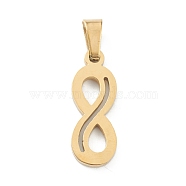 Ion Plating(IP) 304 Stainless Steel Pendants, Infinity, Golden, 19x7x1.5mm, Hole: 5x3mm(STAS-Z035-10)