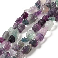 Raw Rough Natural Fluorite Beads Strands, Nuggets, 5.5~14x6.5~10x4.5~8mm, Hole: 1mm, about 44~46pcs/strand, 14.96''~16.14''(38~41cm)(G-I283-G02-02)